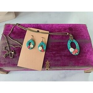 Multicolored Floral Polymer Clay Jewelry Set, NEW